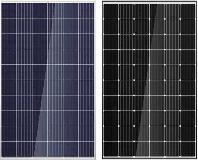 Tipos de placas solares, placa policristalina y monocristalina